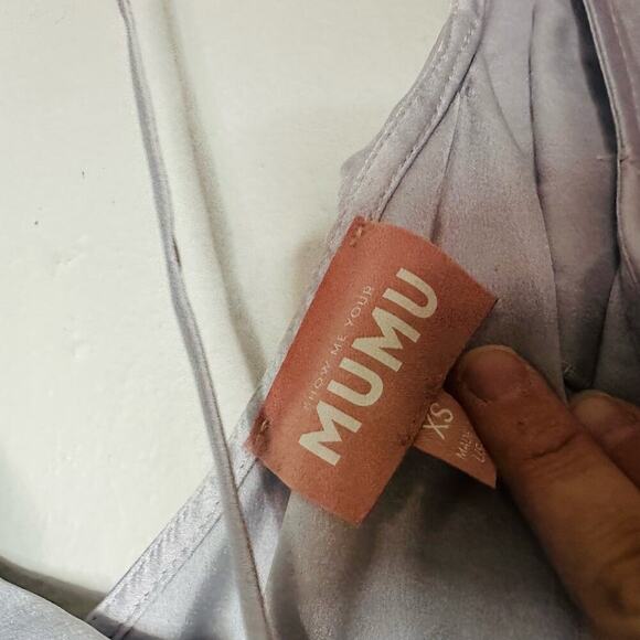 Show Me Your Mumu Samantha Silver Ruffle Layer Wrap Dress Size Extra Small NWT - Picture 11 of 16